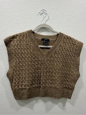 Forever 21 Cable Knit V-Neck Sweater Vest